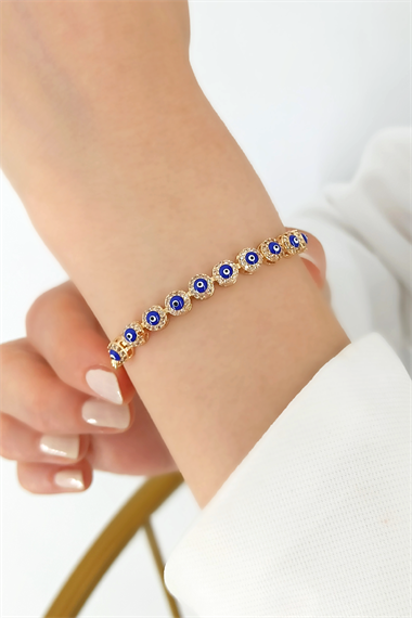 Asansörlü Yuvarlak Nazar Boncuk Bileklik TrBileklik70388