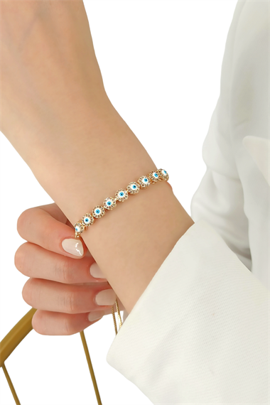 Asansörlü Yuvarlak Nazar Boncuk Bileklik TrBileklik70388