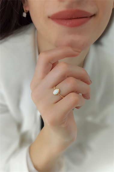Ayarlanabilir Opal Taş Oval Yüzük TrYüzük1242