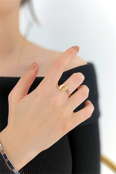 Ayarlanabilir Taşlı O Harf Yüzük HarfYüzükO