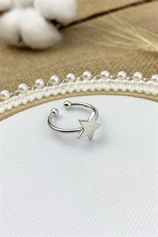 Ayarlanabilir Yüzük Plaka Yıldız Model Bayan Yüzük TrYüzük1095 Y31003