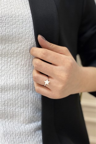 Ayarlanabilir Yüzük Plaka Yıldız Model Bayan Yüzük TrYüzük1095 Y31003