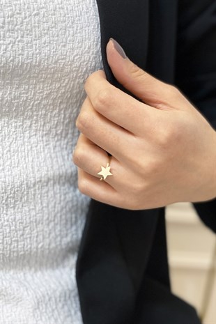 Ayarlanabilir Yüzük Plaka Yıldız Model Bayan Yüzük TrYüzük1095 Y31003