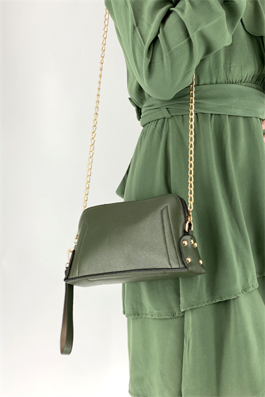 Bayan El & Omuz Çantası Zincirli ve El Kopçalı Fermuarlı Cüzdan TRCÜZDAN1501 Yeşil
