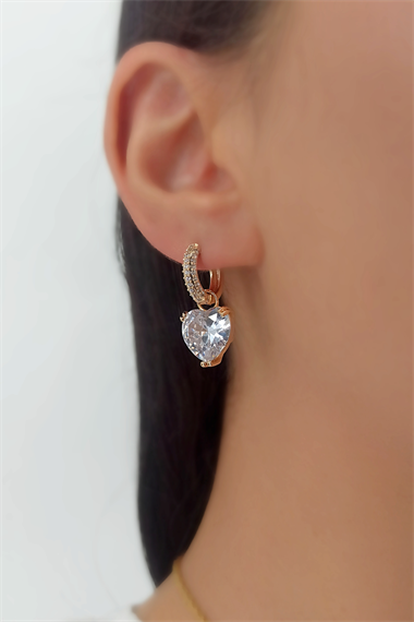 Büyük Taşlı Kalp Küpe TrKüpe34928