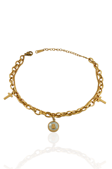 Çelik 2 Sıra Sedefli Ayıcık Halhal 