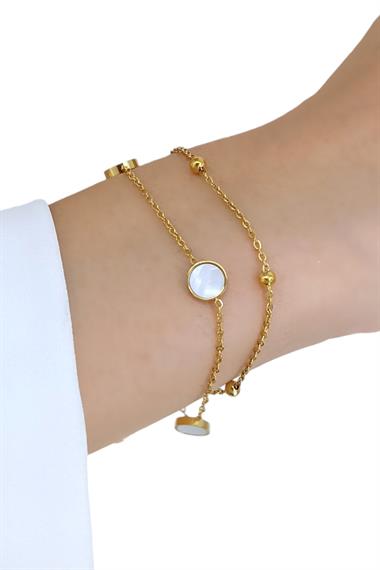 Çelik 2 Sıra Sedefli Bileklik