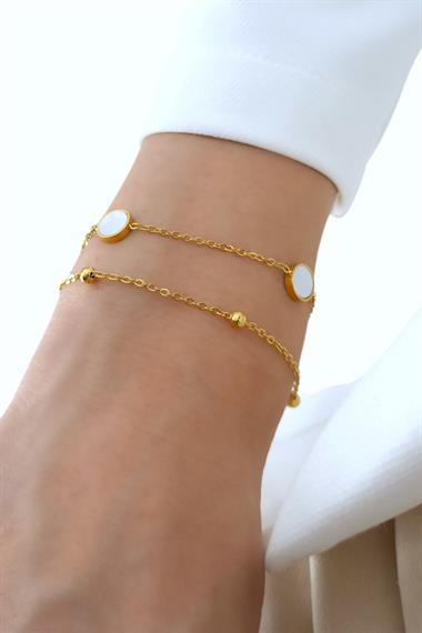 Çelik 2 Sıra Sedefli Bileklik