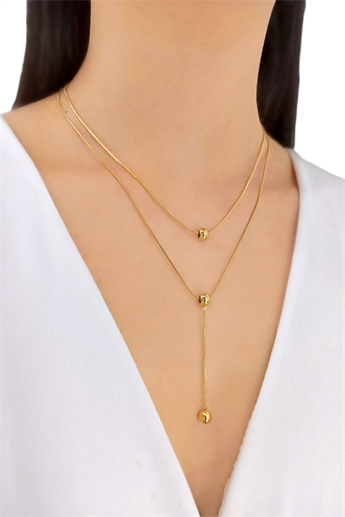 Çelik 2 Sıra Topcuk Yılan Zincir Kolye