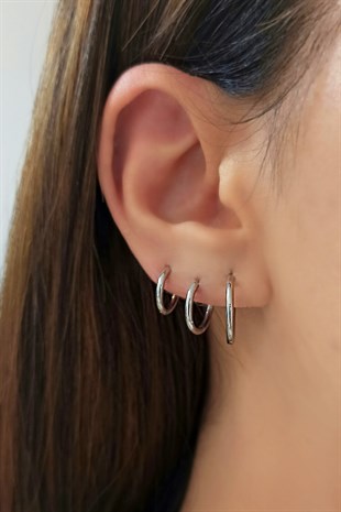 Çelik 3 lü İnce Halka Kombin Bayan Çelik Küpe TrKüpe3757 B32753