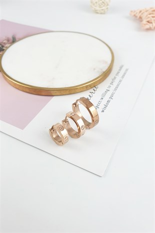 Çelik 3 Lü Küçük Halka Küpe B350