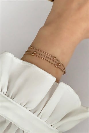 Çelik 3 lü Topçuk Yılan Zincir Çelik Bileklik TrBilek7518 B37503