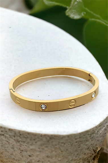 Çelik (316 L) Taşlı Bebe Boy Kelepçe Bileklik