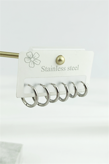 Çelik 6 lı Halka Küpe Kombin TrKüpe34591