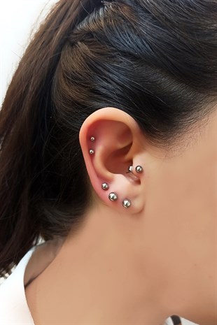 Çelik 6 lı Top Çoklu Kombin Küpe TrKüpe3511 B34003