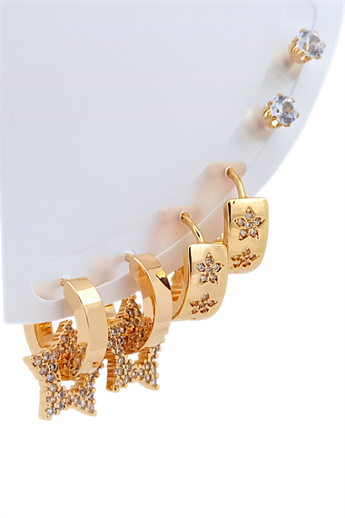 Çelik 6lı Çiçek Halka Küpe Kombin