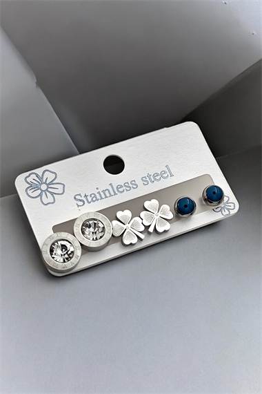 Çelik 6lı Yonca Küpe Komin 35601