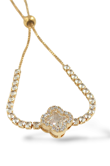 Çelik Asansörlü Taşlı Yonca Bileklik