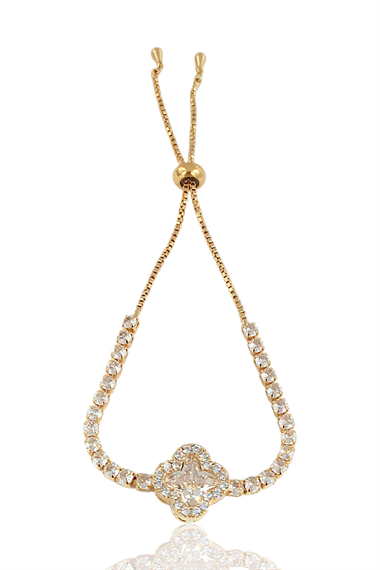 Çelik Asansörlü Taşlı Yonca Bileklik