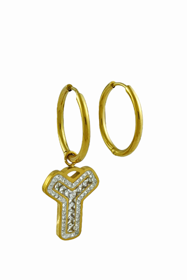 Çelik Baget Harf Küpe - Y