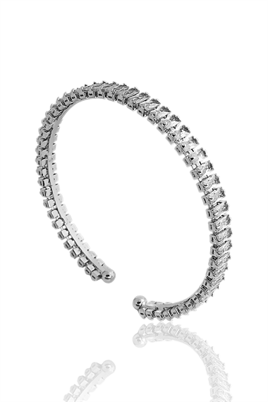 Çelik Baget Taşlı Kelepçe Bileklik