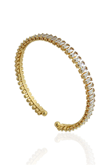 Çelik Baget Taşlı Kelepçe Bileklik