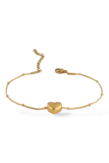 Çelik Bombeli Kalp Topcuk Zincir Bileklik