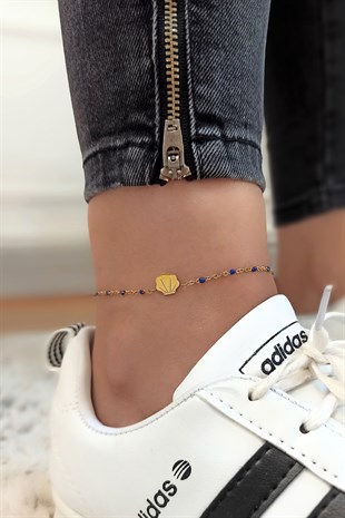 Çelik Boncuklu Deniz Kabuğu Figür Çelik Halhal TrHalhal4104 B33503