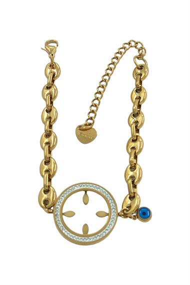 Çelik Çeyrek Uyumlu Düğme Bileklik