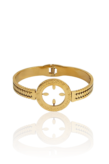 Çelik Çeyrek Uyumlu Önden Açılabilir Lazer Kesim Kelepçe Bileklik