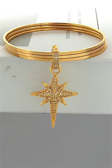 Çelik Charmlı Ajda Kelepçe Bileklik