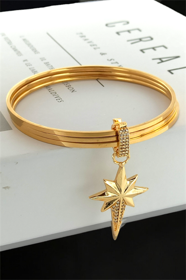 Çelik Charmlı Ajda Kelepçe Bileklik