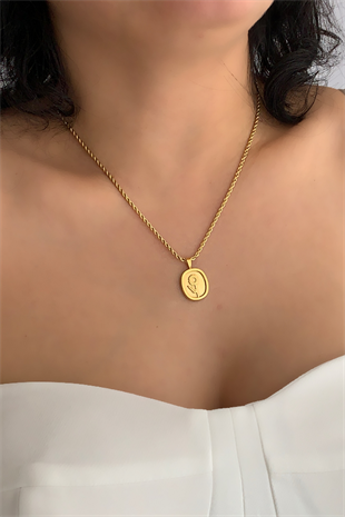 Çelik Çiçek Figür Burgu Zincir Çelik Kolye TrKolye5844 YB335503