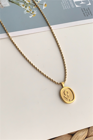 Çelik Çiçek Figür Burgu Zincir Çelik Kolye TrKolye5844 YB335503