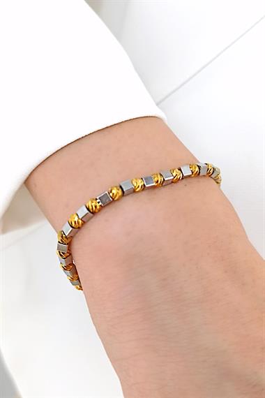 Çelik Çift Renk Dorika Küp Bileklik