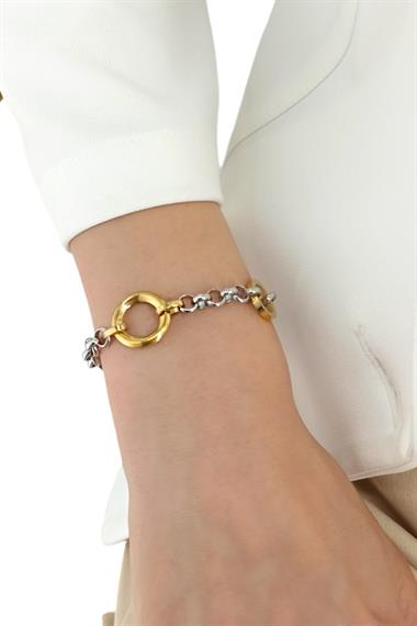 Çelik Çift Renkli Halkalı Bileklik