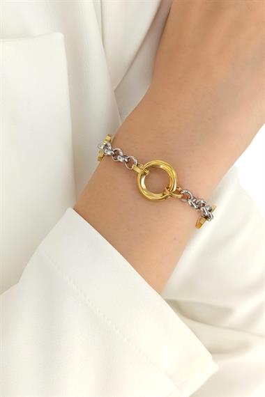 Çelik Çift Renkli Halkalı Bileklik