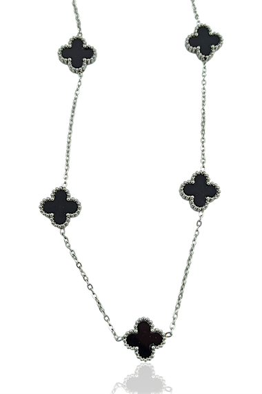 Çelik Çift Taraflı Sedefli Yonca Kolye Van Cleef Model TrKolye50339