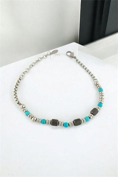 Çelik Erkek Bileklik Yuvarlak Boncuk Bileklik 707650