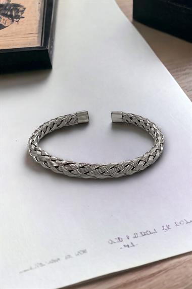 Çelik Erkek Örgü Model Kelepçe Bileklik