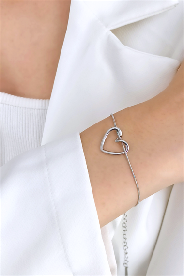 Çelik İçi Boş Kalp Bileklik