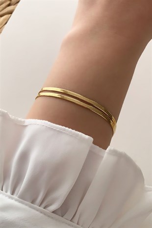 Çelik İki Sıra İtalyan Zincir Çelik Bileklik TrBilek7828 YB36003