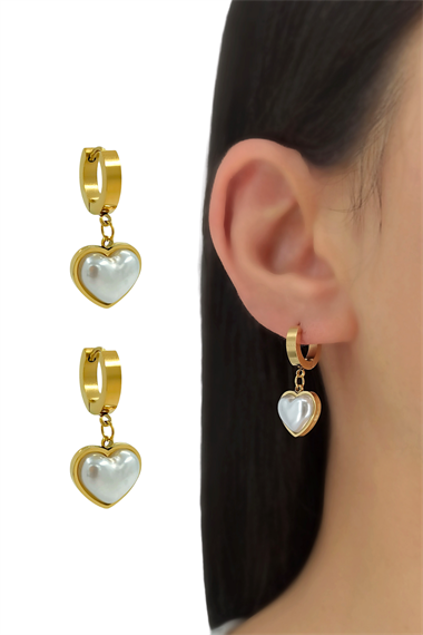 Çelik İnci Kalp Küpe 