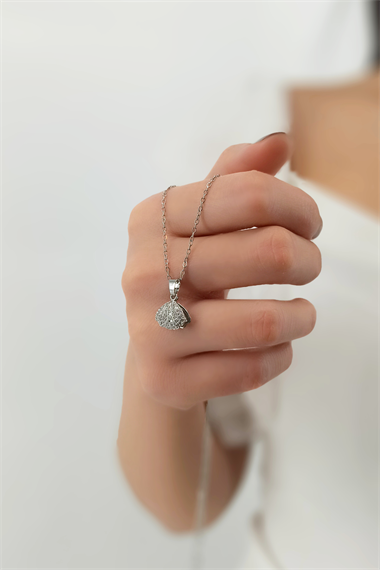 Çelik İncili İstiridye Bayan Kolye TrKolye5369 B34003