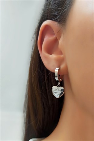 Çelik Kalp Figür Halka Çelik Küpe TrKüpe3651 B33503