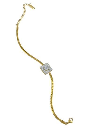 Çelik Kare Taşlı Örgü Bileklik TrBileklik70368