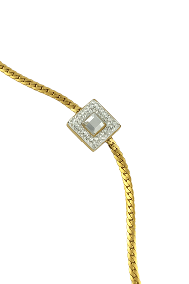 Çelik Kare Taşlı Örgü Bileklik TrBileklik70368