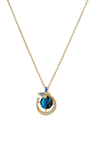 Çelik Kelebekli Gökyüzü Kolye