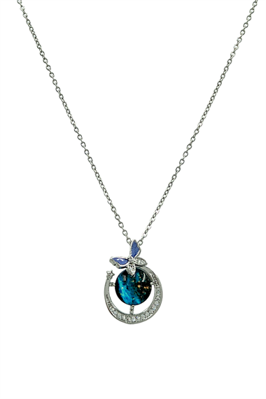 Çelik Kelebekli Gökyüzü Kolye