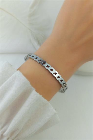 Çelik Klasik Zincir Model Çelik Kelepçe Bileklik TrBilek7882